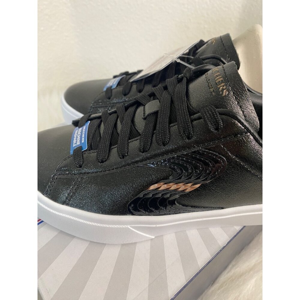 Skechers Classic Court Black Gold Duraleather Sneakers Machine Washable 7.5 - Picture 9 of 9